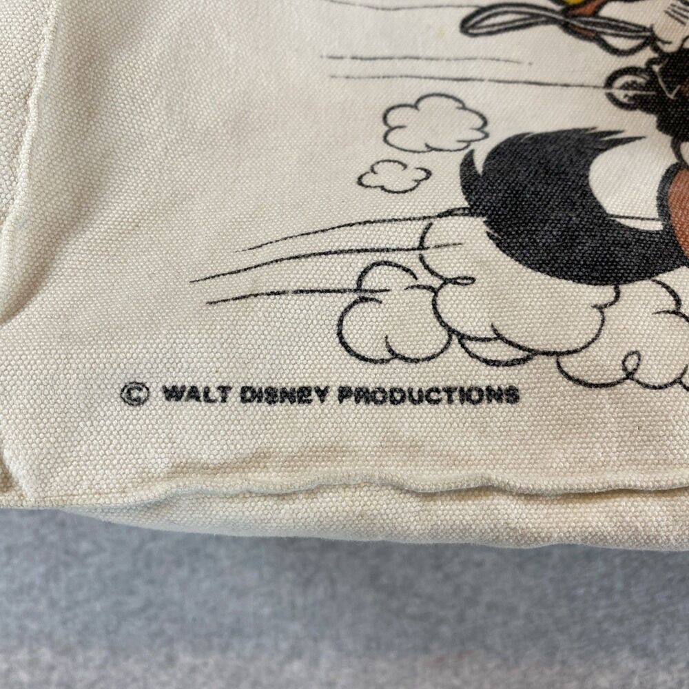 Vintage Disney Mickey Mouse Canvas Tote Bag "Hold Everything!" Cowboy Cream Rare - Picture 10 of 10